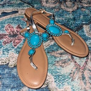 BCBGeneration Silver and Turquoise Sandals